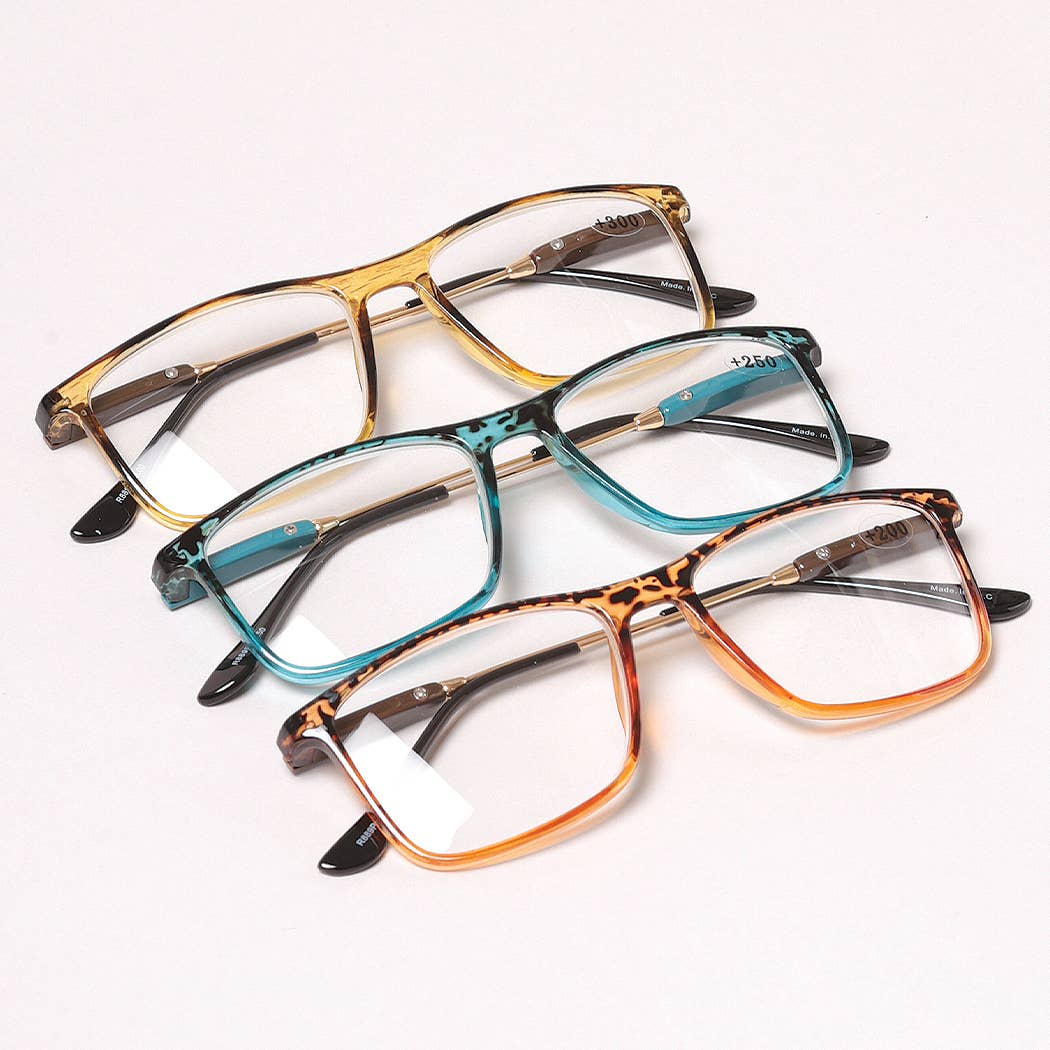 Thin Square Framed Reading Glasses: ONE SIZE / 12 ASSORTED
