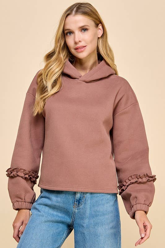 Hoodie With Ruffle Trim