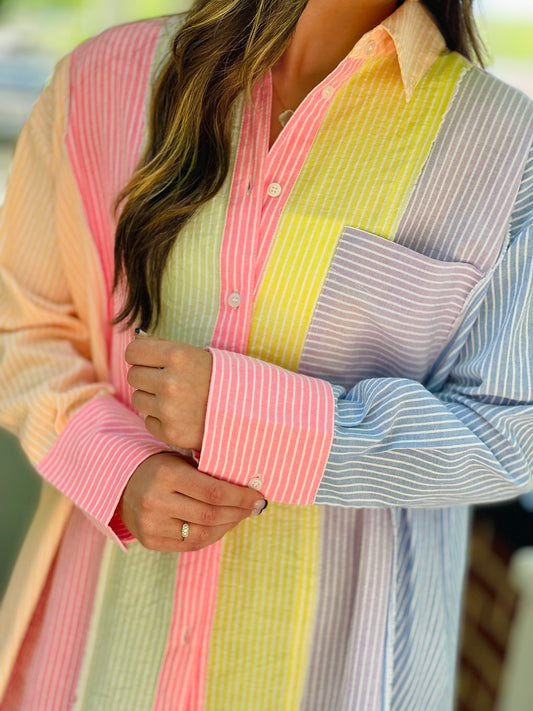 Multi-stripe Button Up Shirt