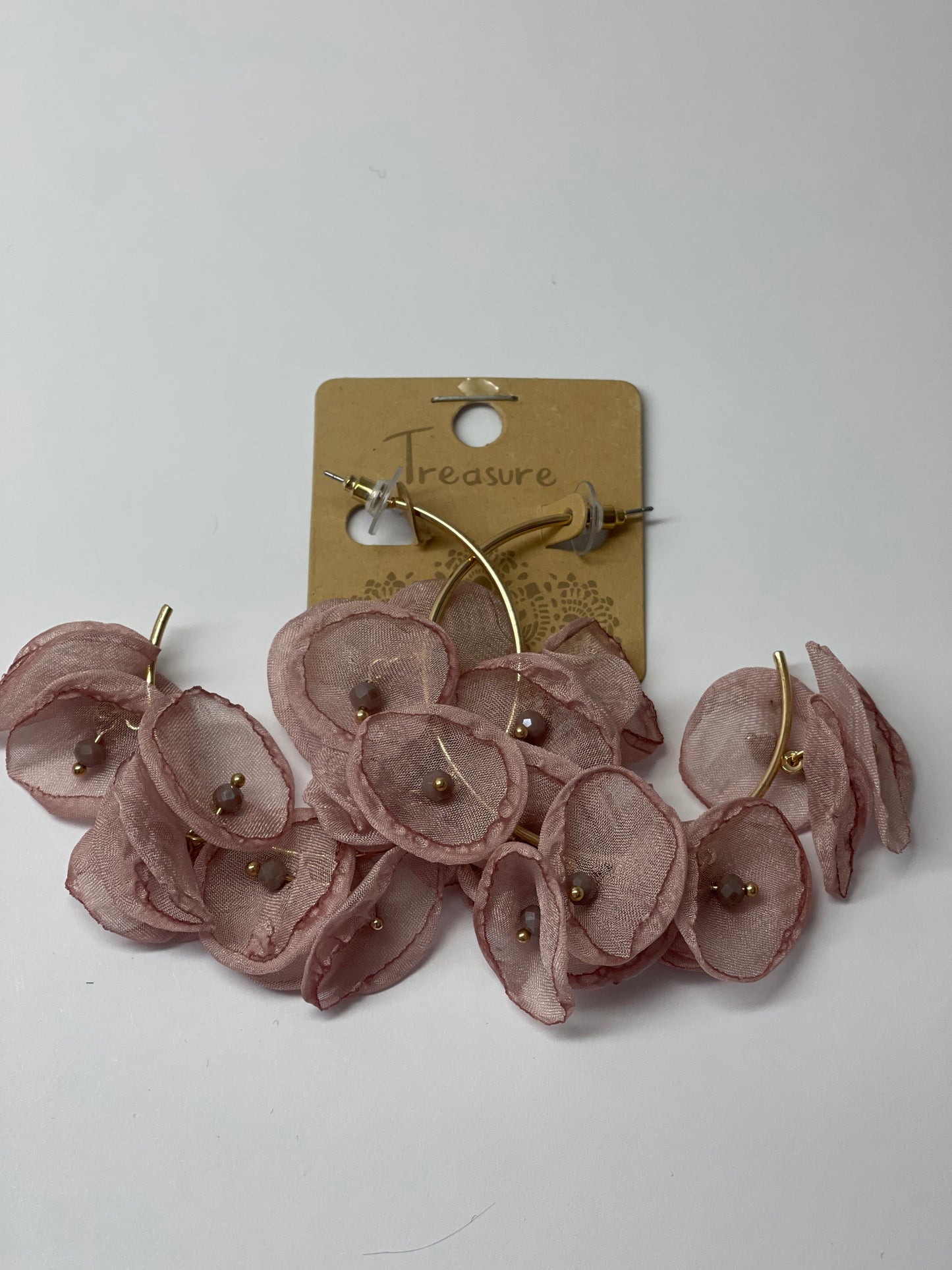 Floral Organza Hoop Earrings