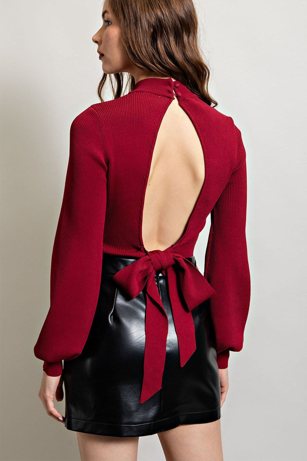 Open Back Long Sleeve Top