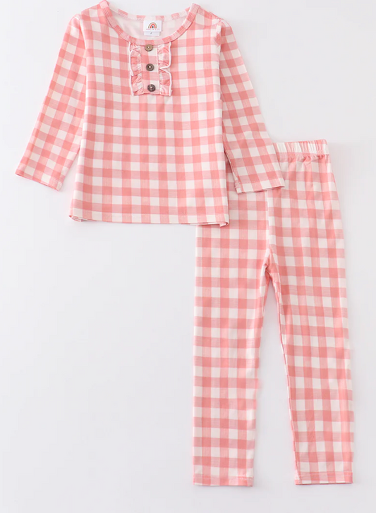 Pink Gingham Girl's Pajamas