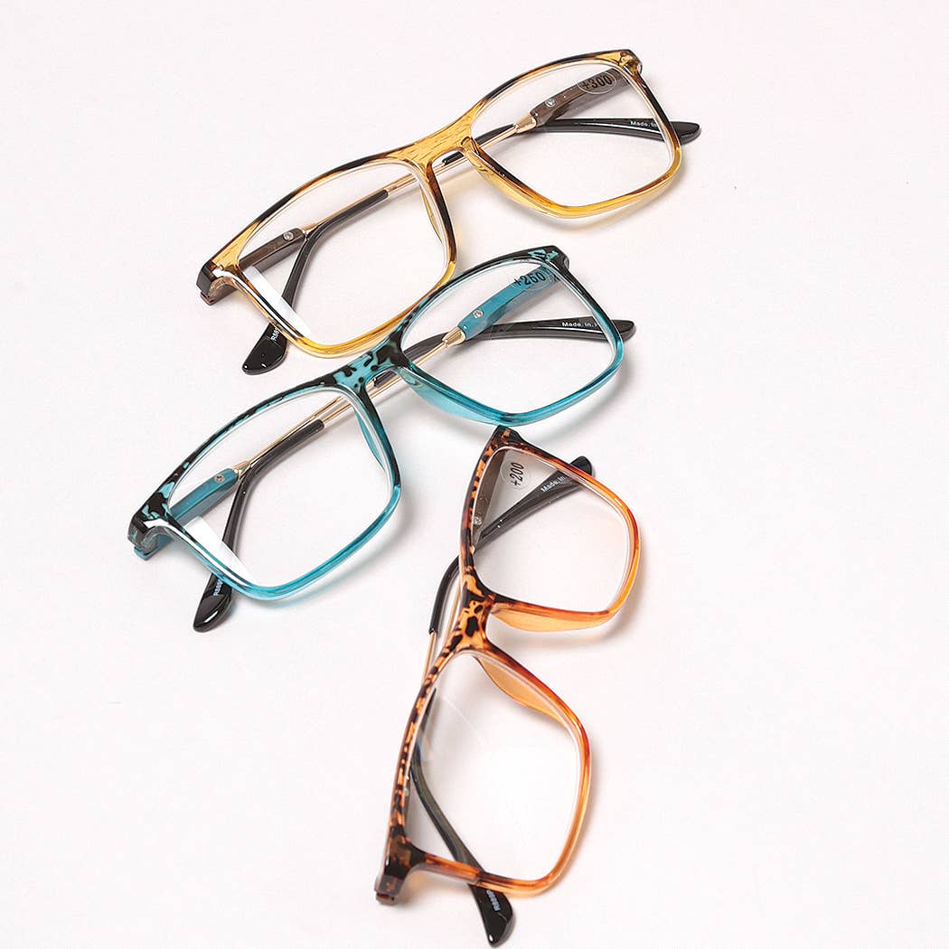 Thin Square Framed Reading Glasses: ONE SIZE / 12 ASSORTED