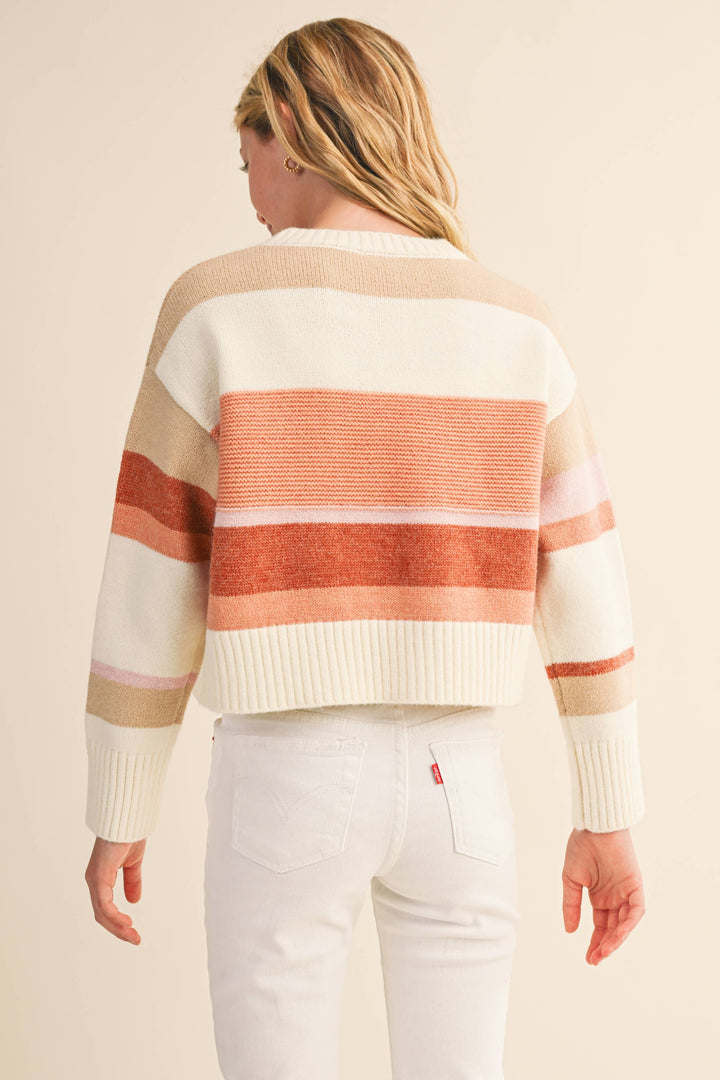 GIRLS STRIPED KNIT SWEATER