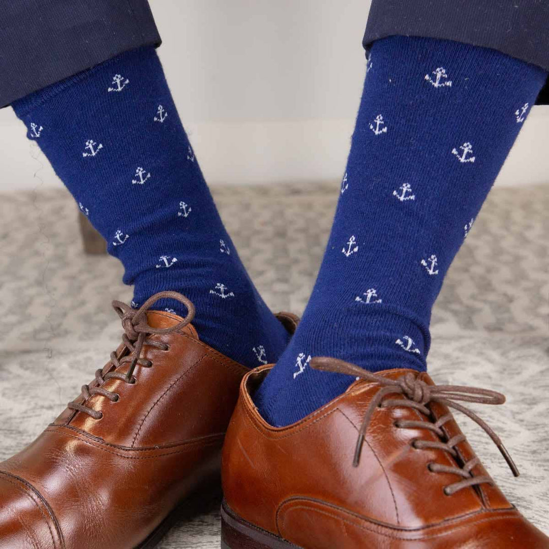 Men's Anchor Socks   Navy/White   One Size
