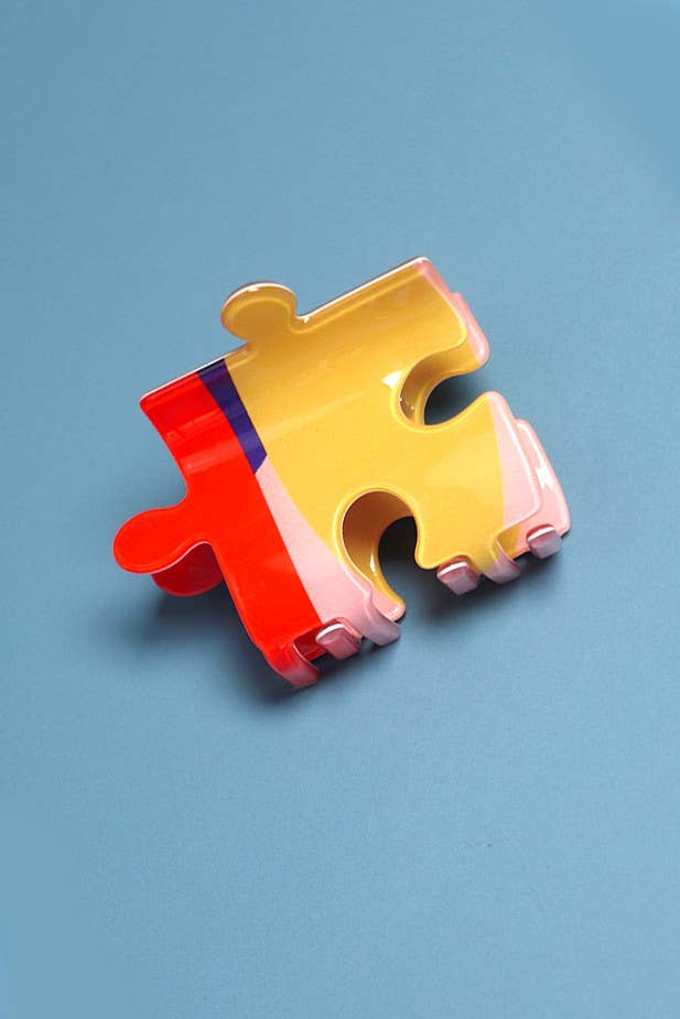 Puzzle Claw Clip Pink