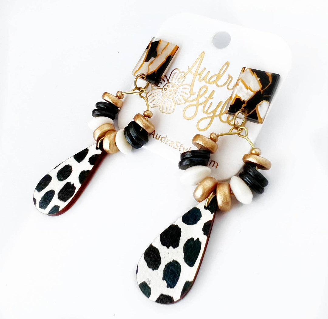 Black Dot Beaded Earrings