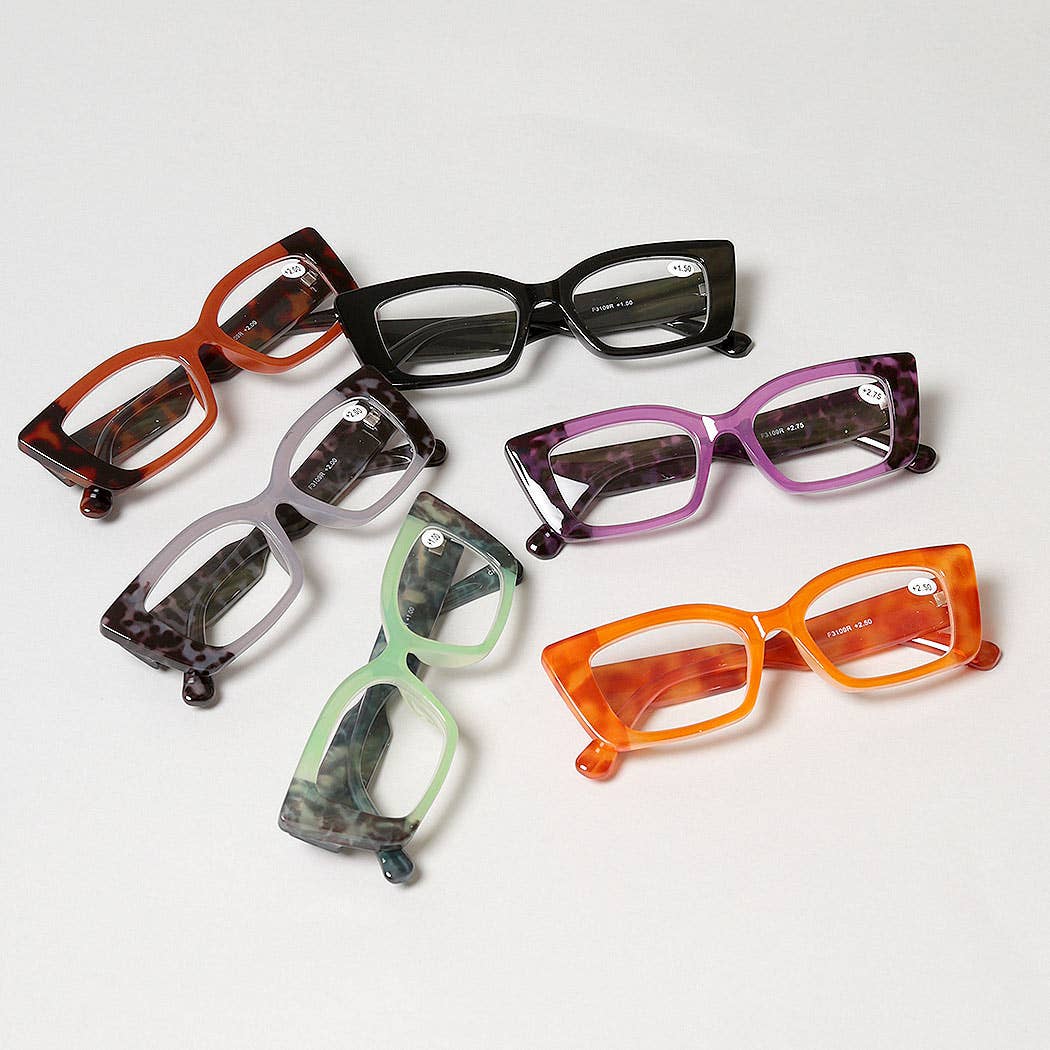Women's Bold Cat Eye Frame Reading Glasses: ONE SIZE / 12 ASSORTED COLORS