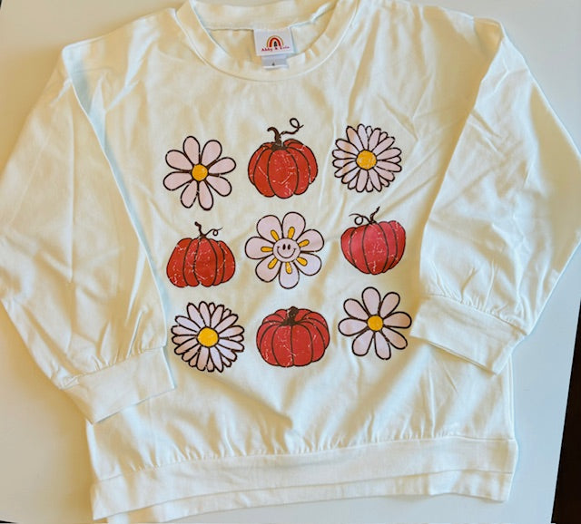 Flowers and Pumpkins long sleeve tee
