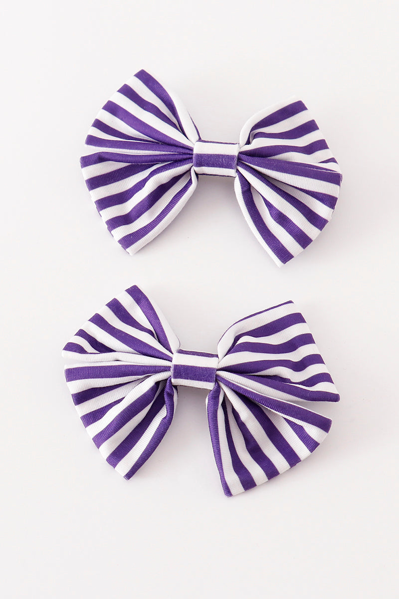 Purple Stripe Bows