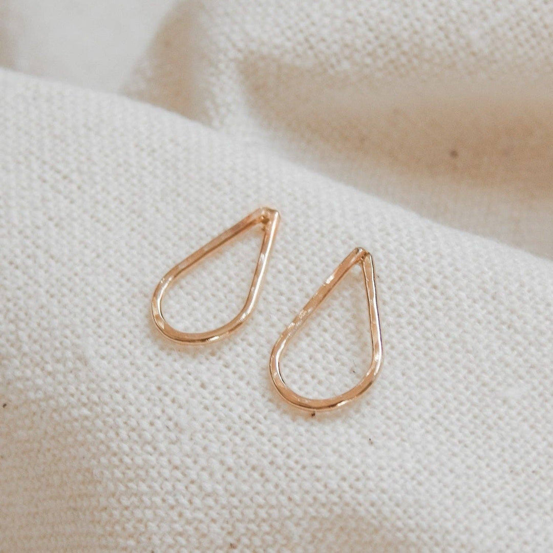 Hammered Teardrop Stud Earrings - Minimalist, Hypoallergenic: Silver