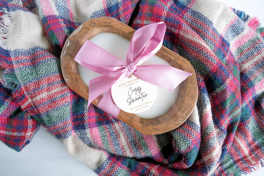 3 wick Dough Bowl Candle Cozy Sweater
