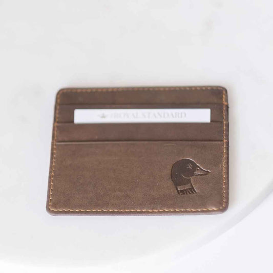 Duck Leather Embossed Slim Wallet   Dark Brown   3.5x4