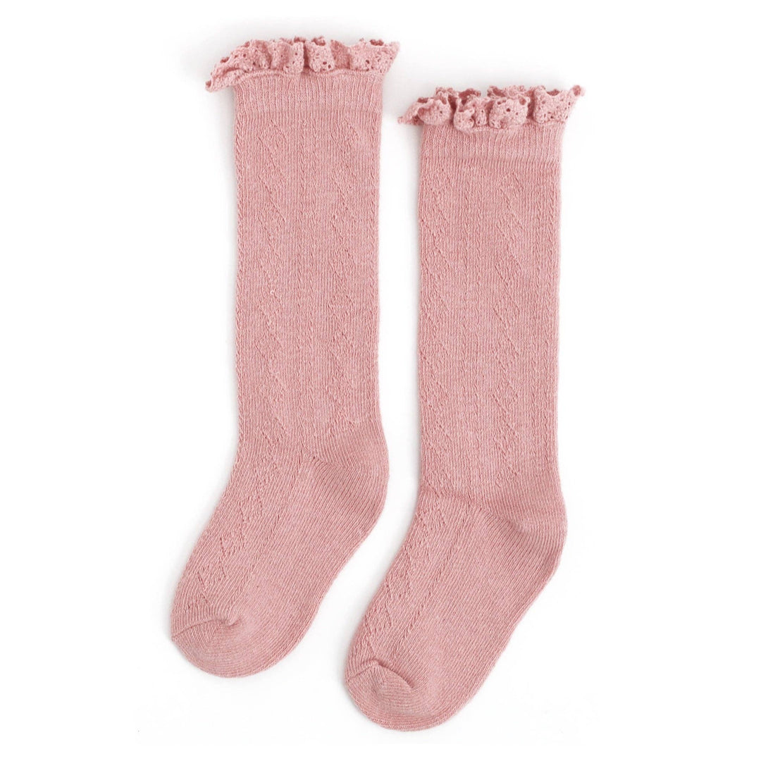 Blush Fancy Lace Top Knee High Socks: 6-18 MONTHS