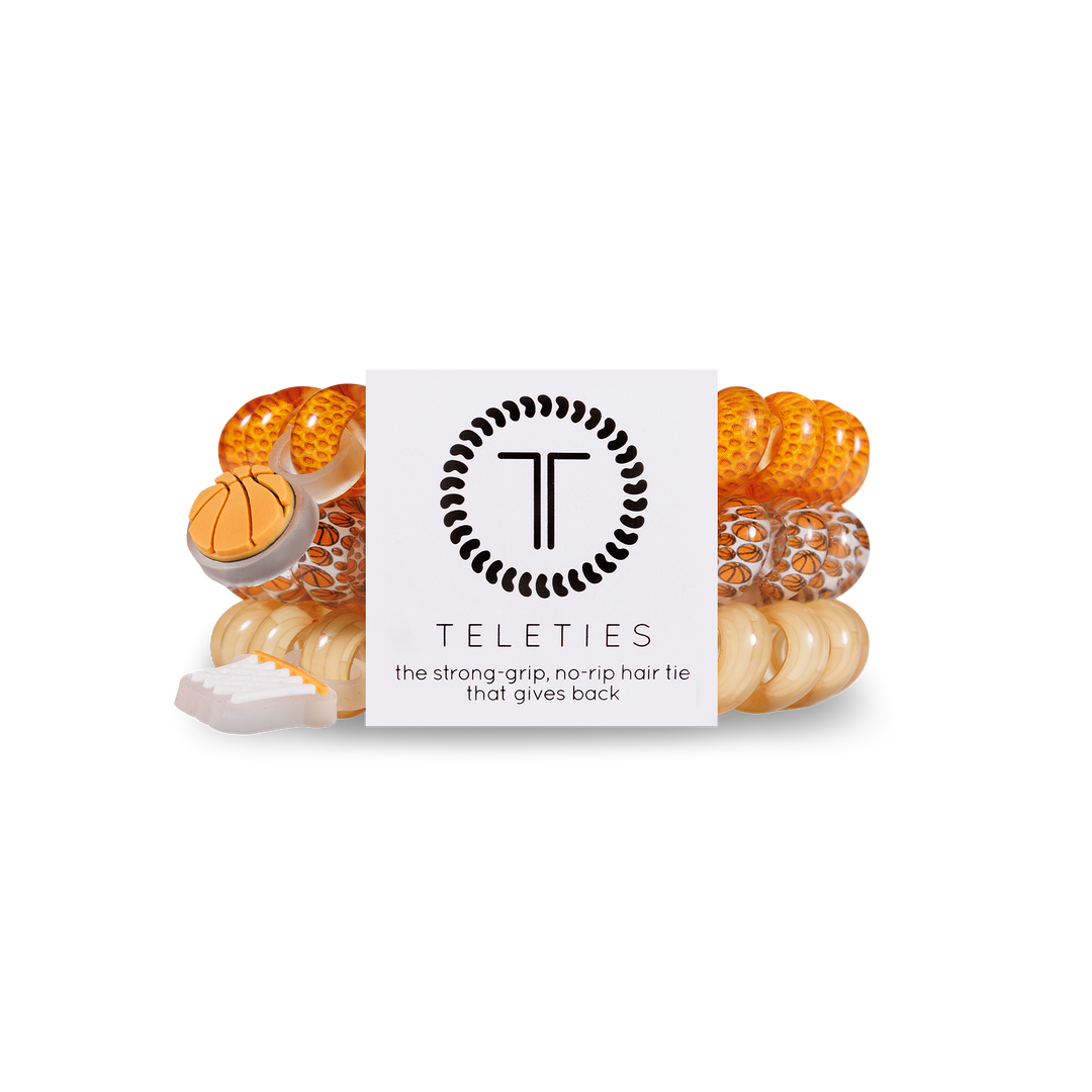 Basketball - Large Spiral Hair Coils, Hair Ties, 3-pack