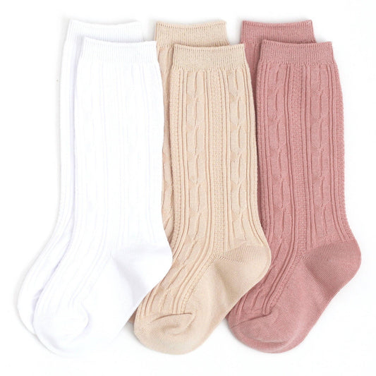 Cable Knee High sock trio