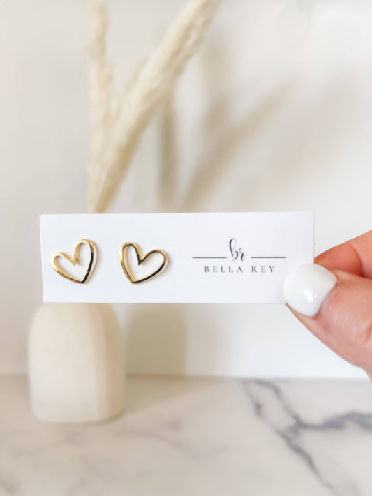 The Morgan gold plated heart stud earrings