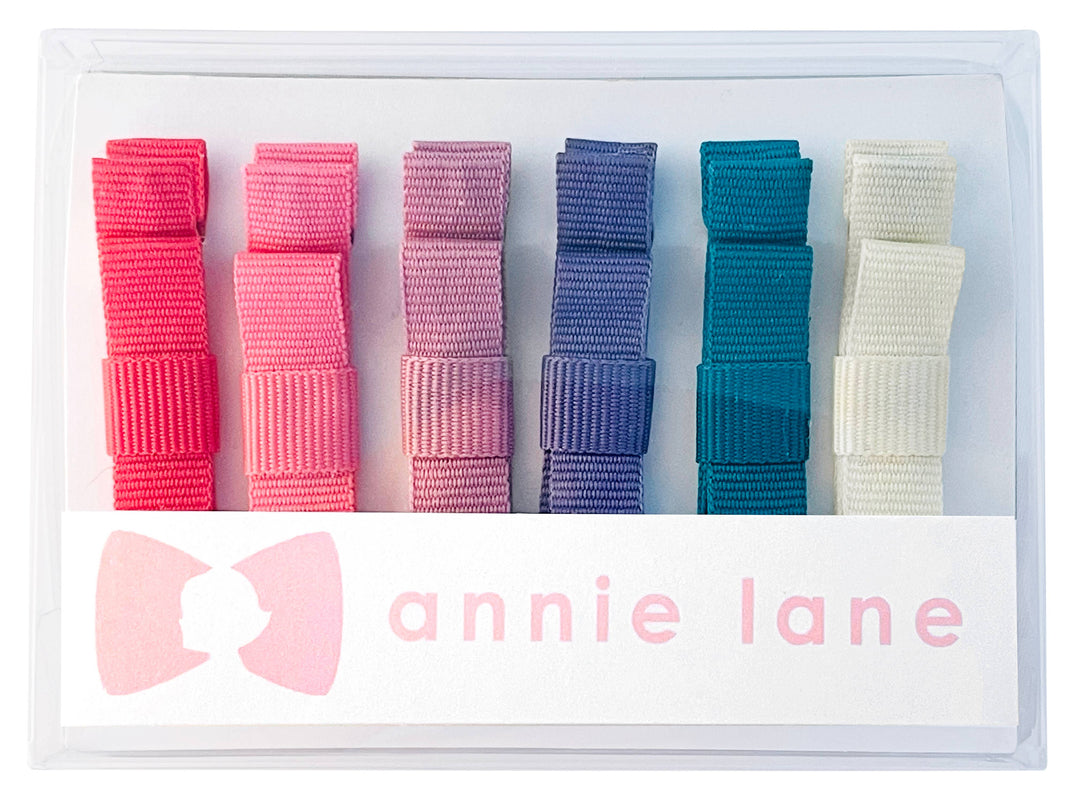 Box of 6 hair bows - solid #2
