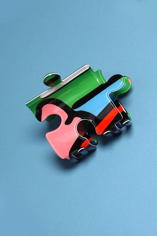 Puzzle Claw Clip Pink