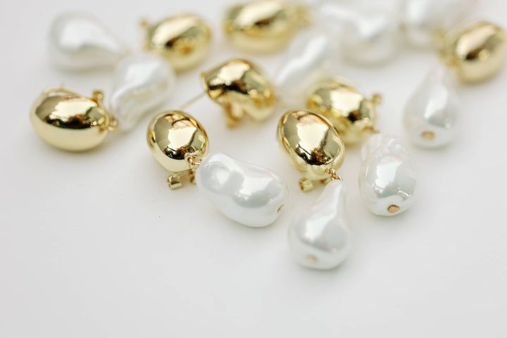 Gold and Pearl Drop Earrings