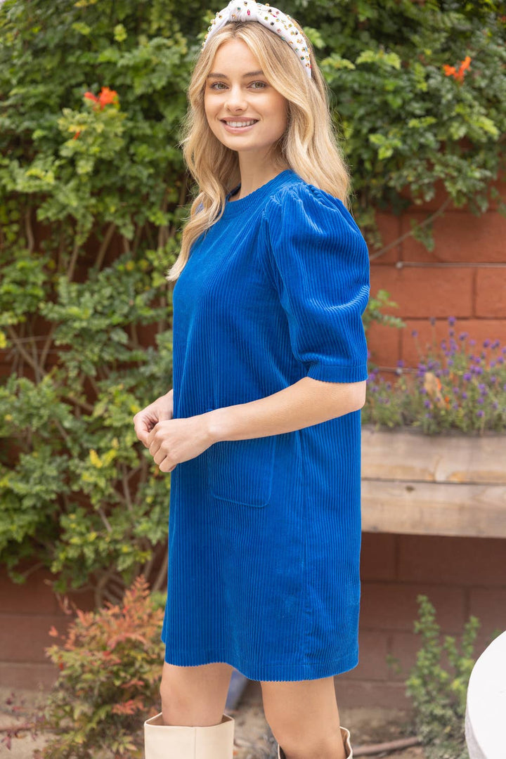 Royal Blue Corduroy Dress