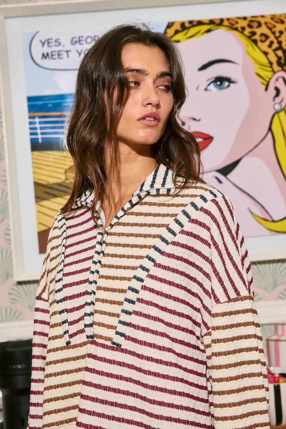 Half Zip Striped Top