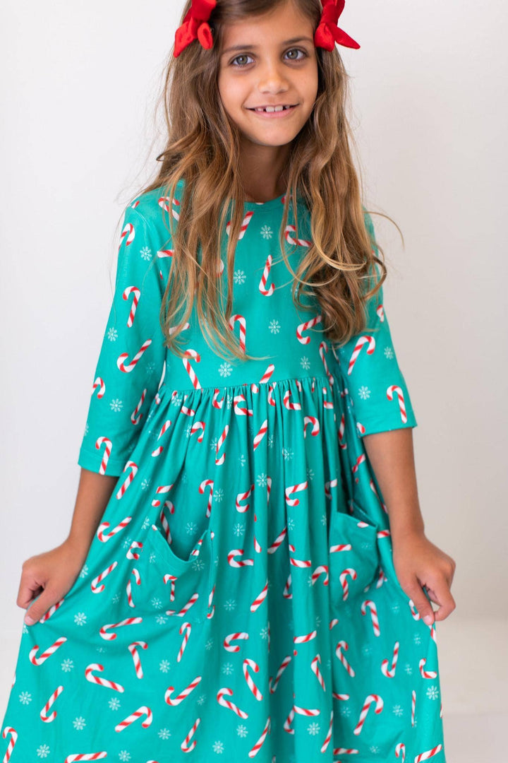 3/4 Sleeve Pocket Twirl Dress