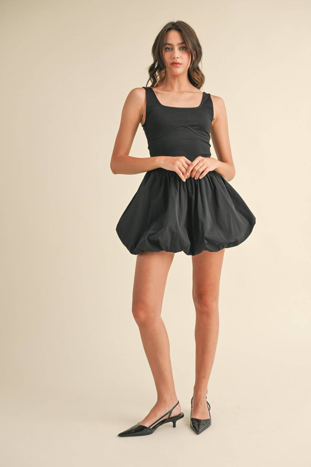 BUBBLE HEM MINI DRESS