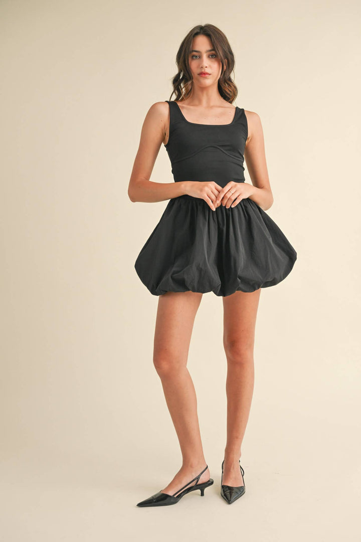 BUBBLE HEM MINI DRESS