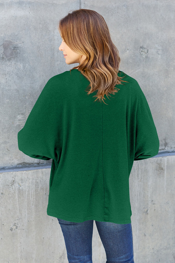 Double Take Full Size Round Neck Long Sleeve T-Shirt (Online Only)