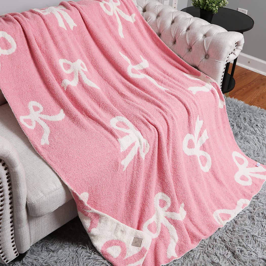 Bow Printed Throw Blanket