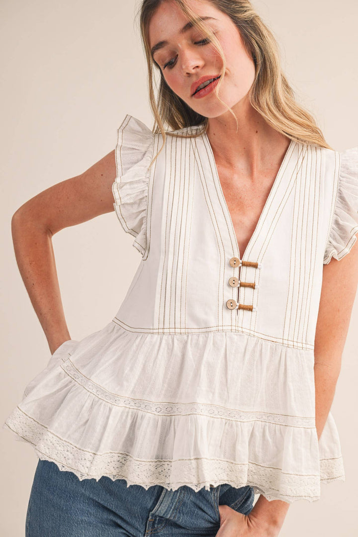 STITCH LACE TRIM TOP