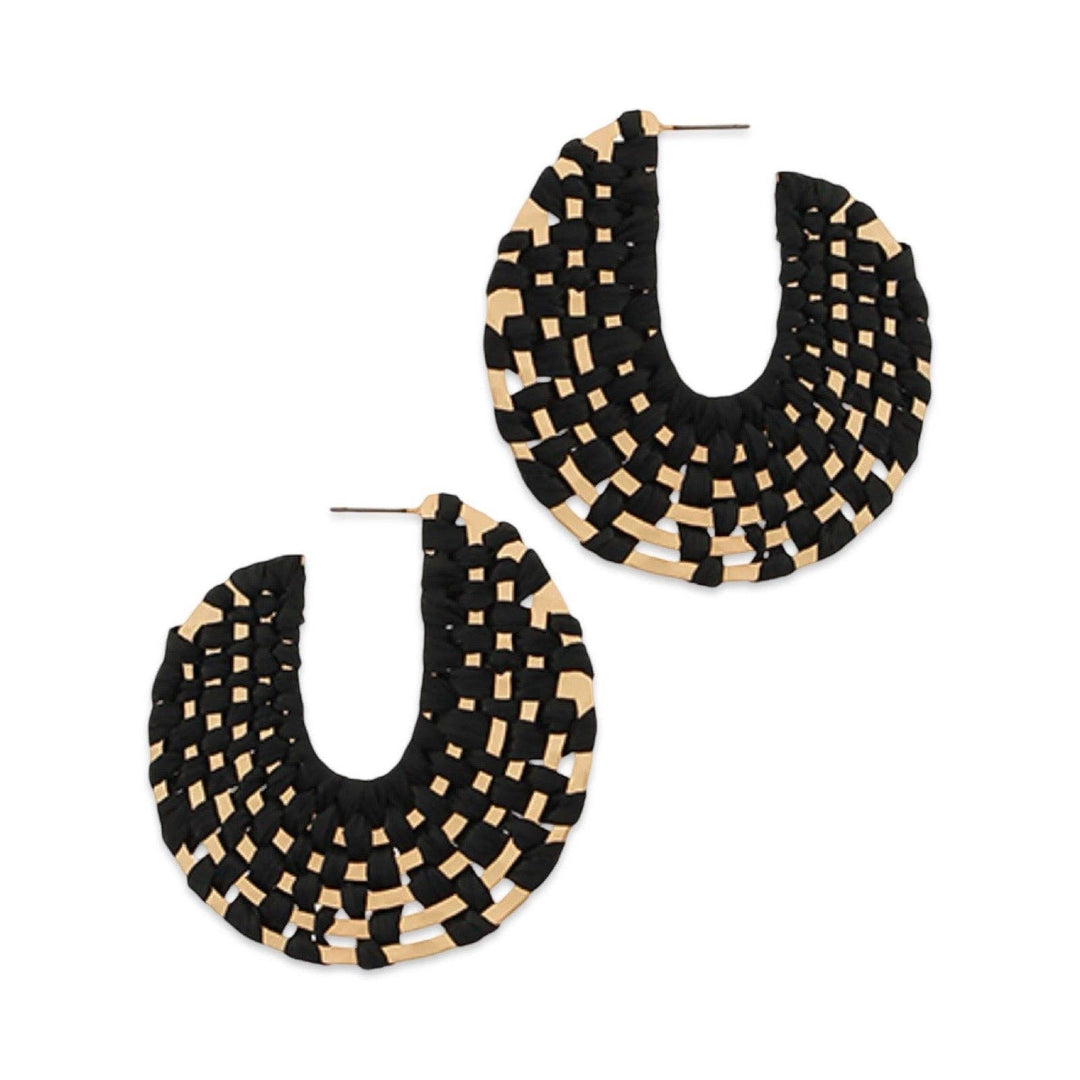 Raffia Wrapped Hoop Earrings