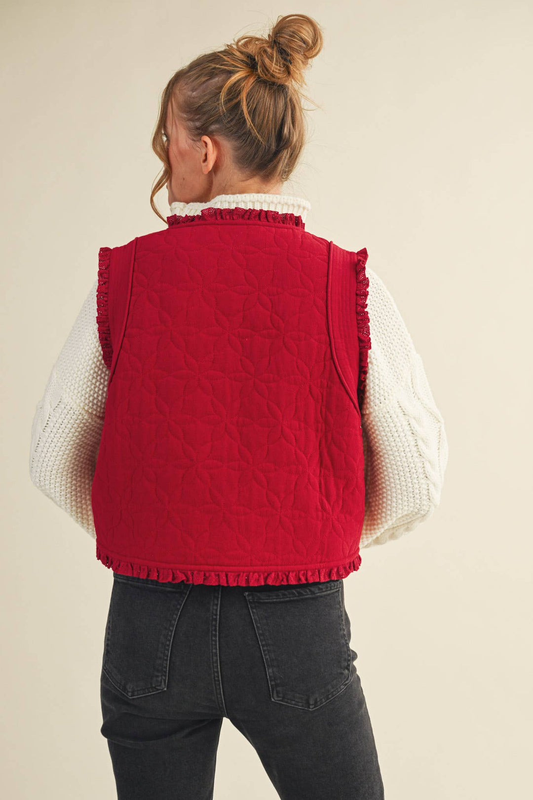 QUILTED BOW VEST