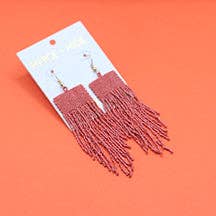 Beaded Square Fringe Earrings