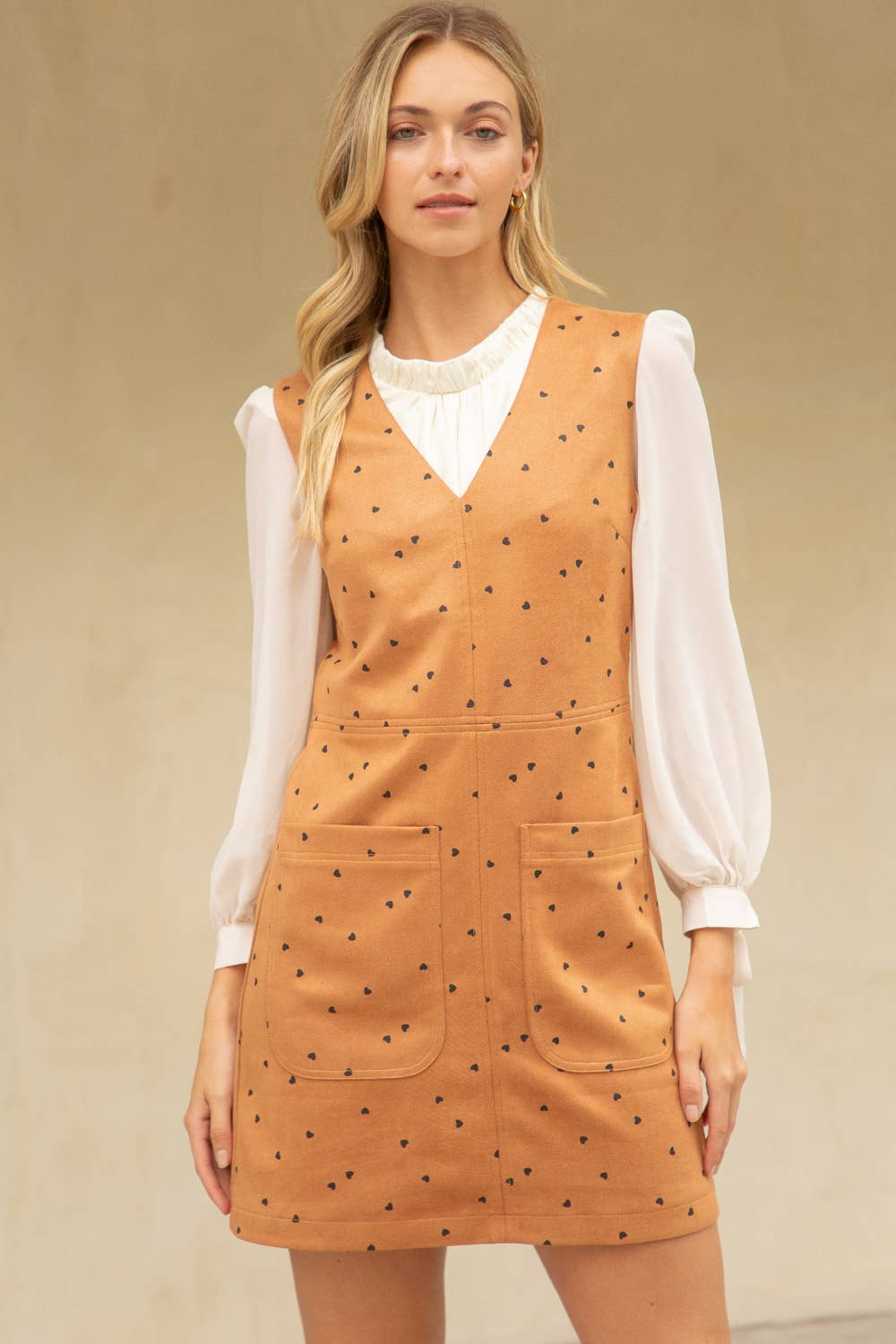 Heart Printed Suede Dress