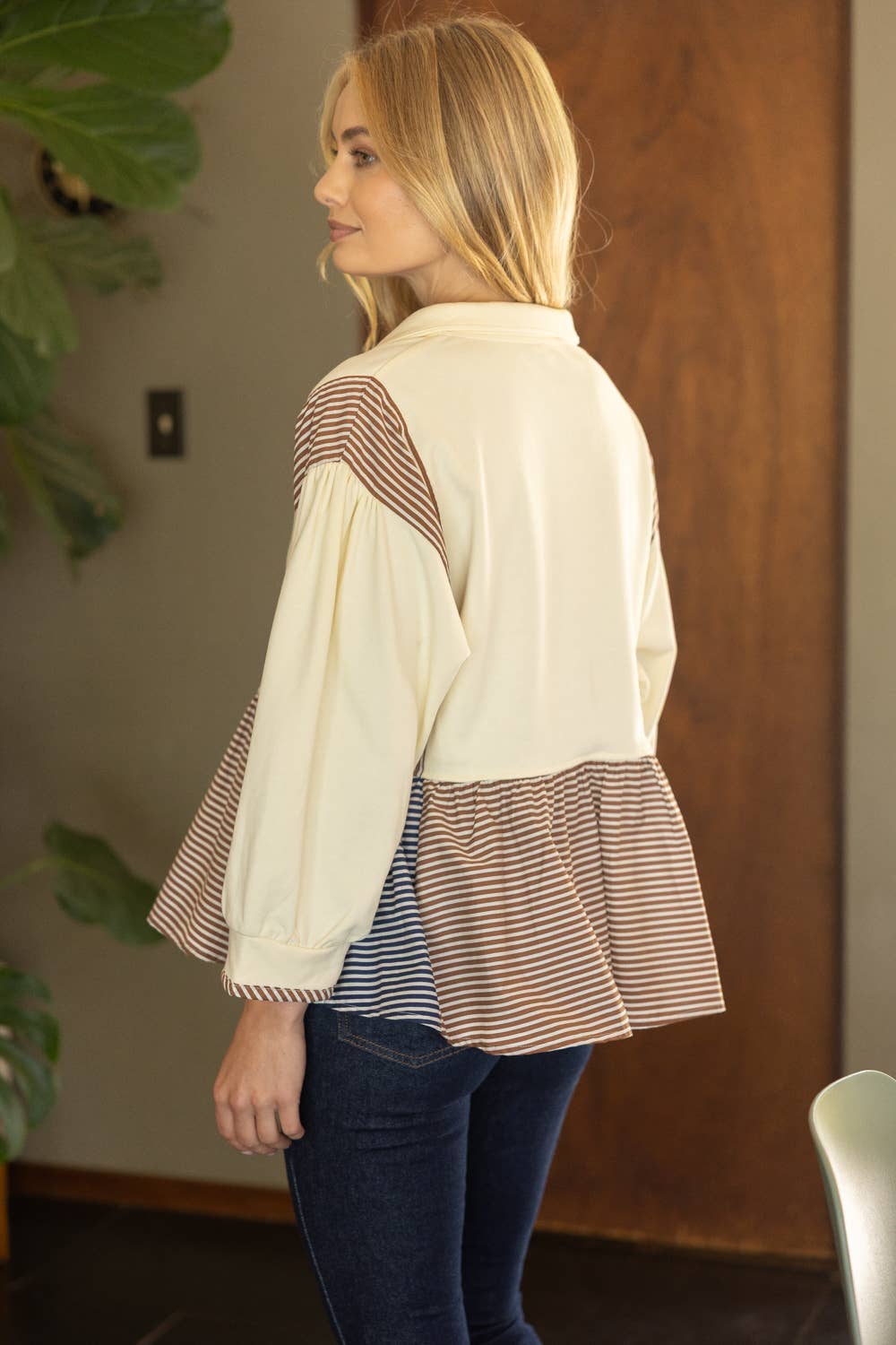 Half Snap Peplum Sweatshirt