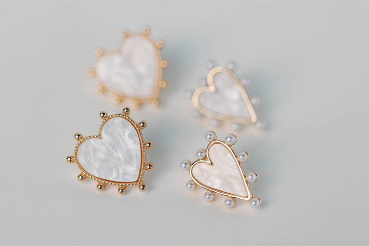 Studded Pink Heart Earrings