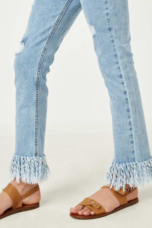 Frayed Hem Distressed Jeans