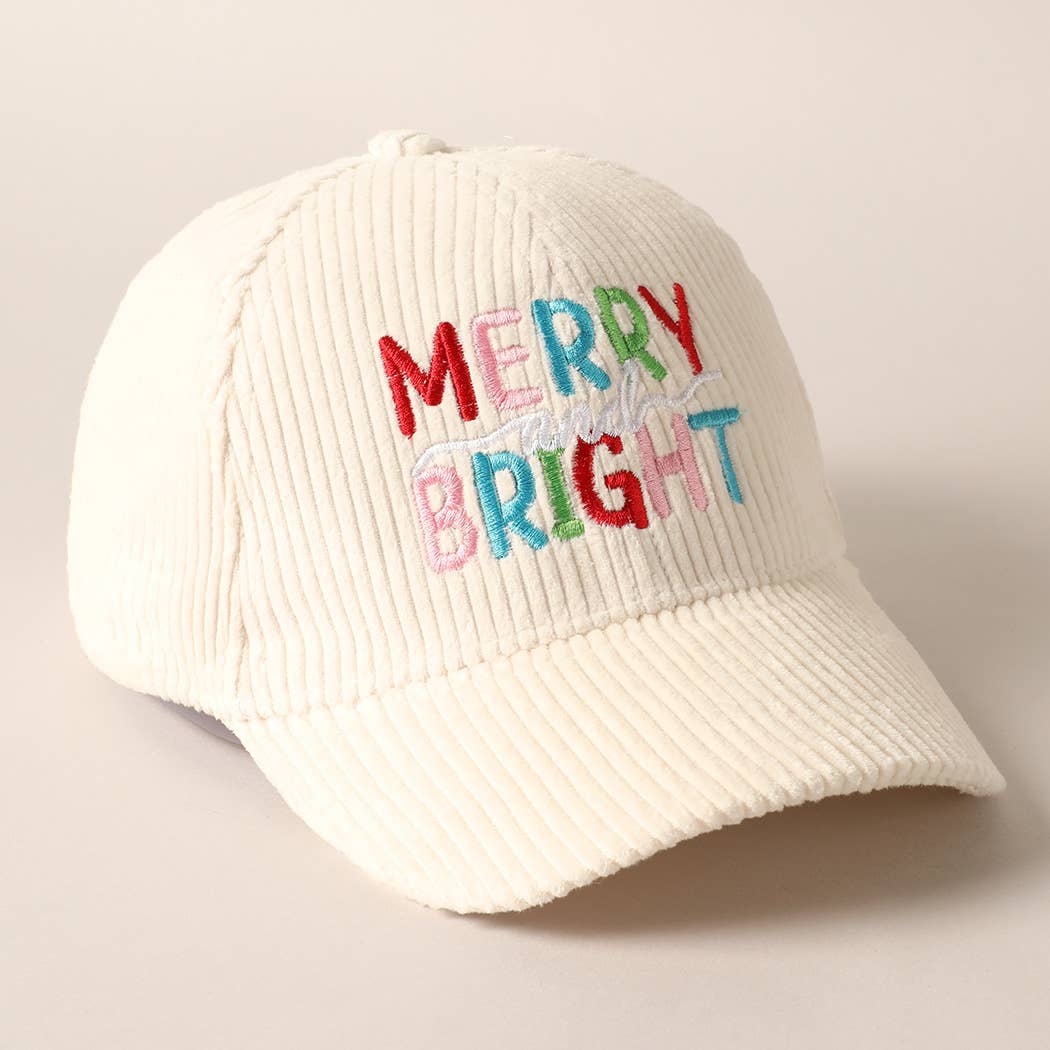 Merry and Bright Embroidery Corduroy Cap