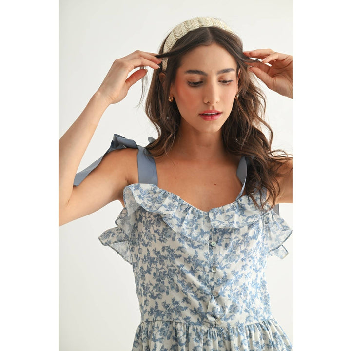 FLORAL SUMMER ROMPER WITH BOW STRAPS