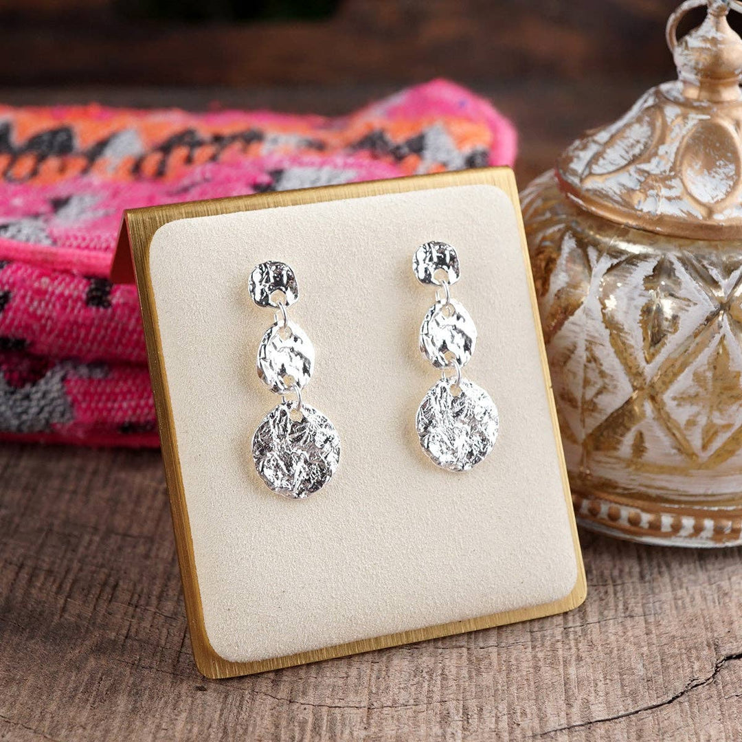 Soul Shine – Textured Triple Disc Earrings