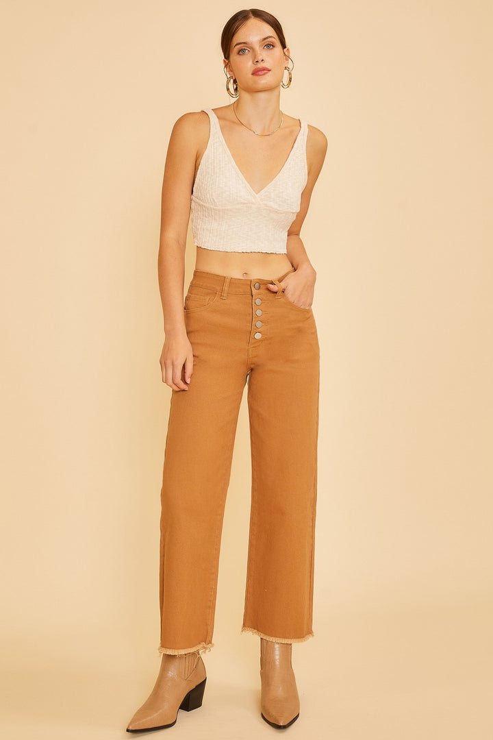 Caramel Button Front Pants
