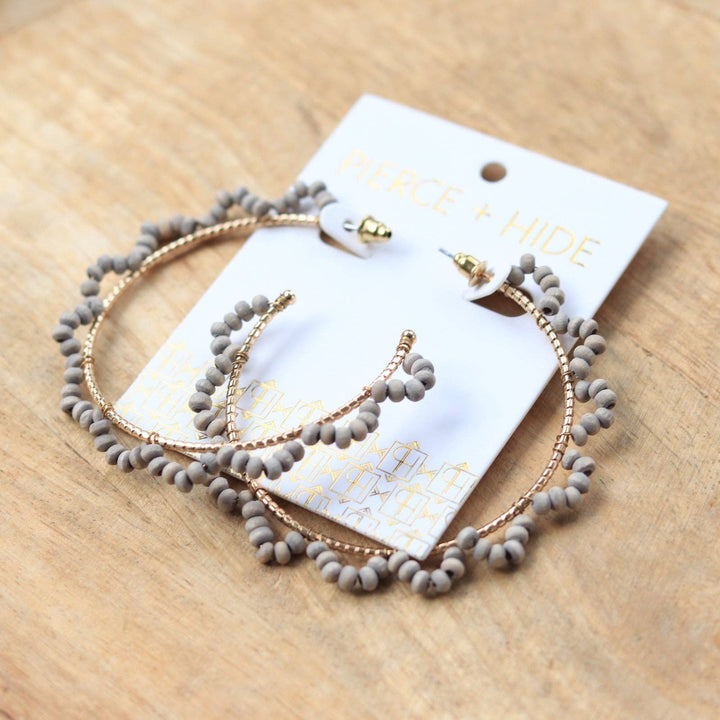 Wood Beaded Wrapped Earrings
