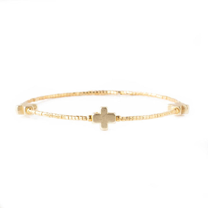 Faithful Cross Bangle-Gold
