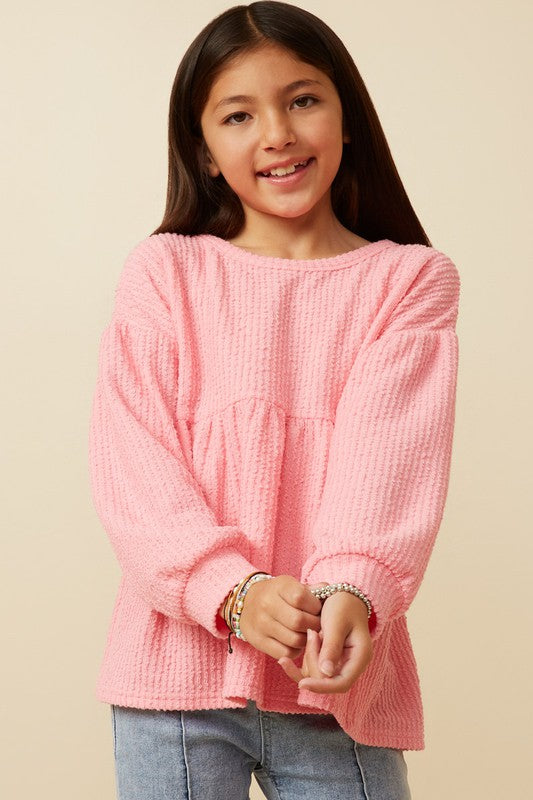 Pink Textured Rib Knit Top