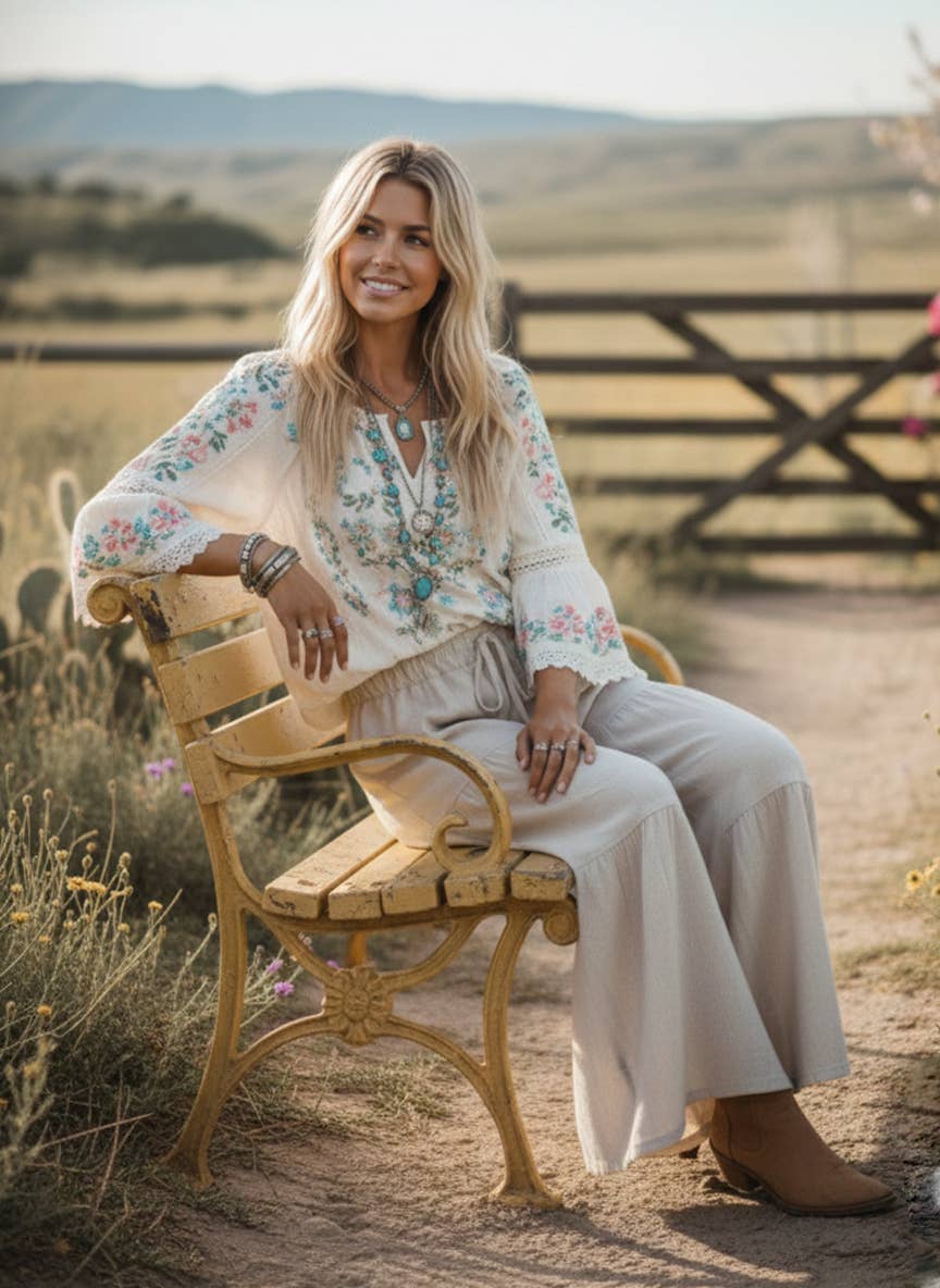 Linen Blend Tiered Pants