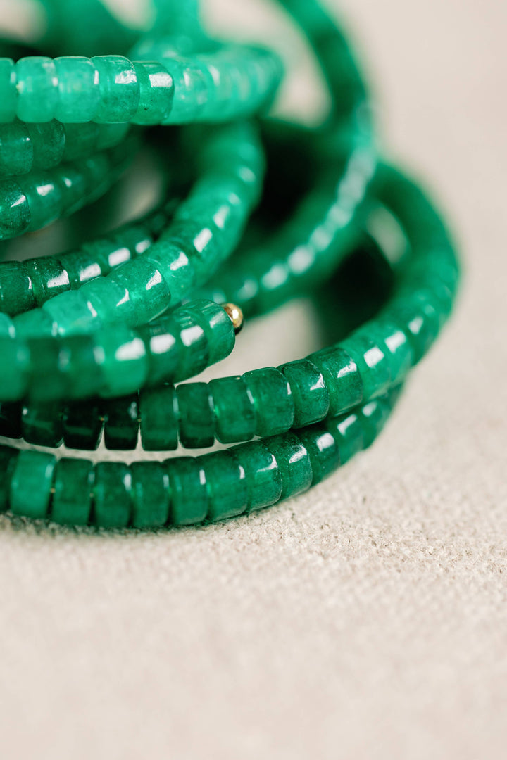 Green Beaded Hoops