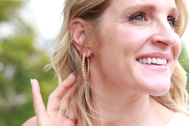 Gold Ball Hoop Earrings