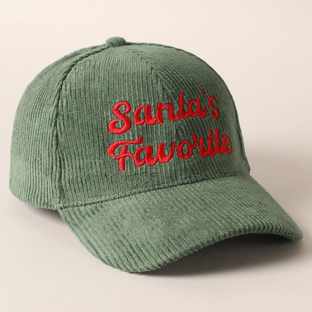 Santa's Favorite Embroidery Corduroy Cap